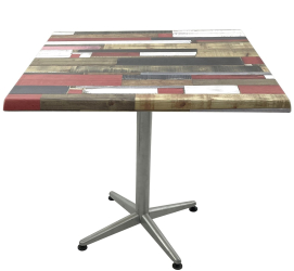 Masa patrata restaurant/cafenea/bistro 80x80xh74cm Raki Redden Wood blat werzalit si picior metalic gri 