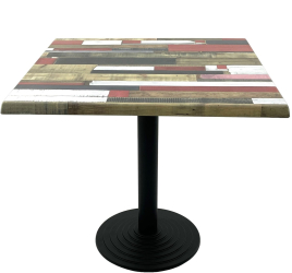 Masa patrata restaurant/cafenea/bistro 80x80xh74cm Raki Redden Wood blat werzalit si picior metalic negru 