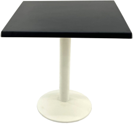 Masa restaurant patrata 70x70xh74cm Raki Black blat werzalit si baza din metal alba 