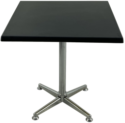 Masa restaurant patrata 70x70xh74cm Raki Black blat werzalit si picior metalic cromat 