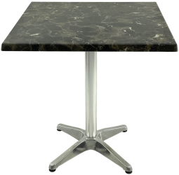 Masa restaurant patrata 70x70xh74cm Raki Karacabey Dark Marble blat werzalit si baza din aluminiu