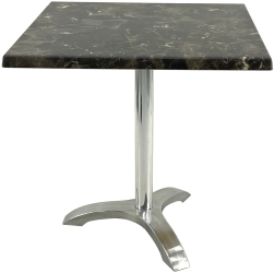Masa restaurant patrata 70x70xh74cm Raki Karacabey Dark Marble blat werzalit si picior aluminiu 