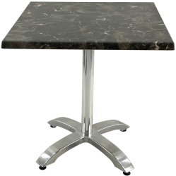 Masa restaurant patrata 70x70xh74cm Raki Karacabey Dark Marble blat werzalit si picior din aluminiu 