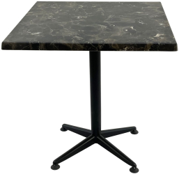 Masa restaurant patrata 70x70xh74cm Raki Karacabey Dark Marble blat werzalit si picior negru metalic 