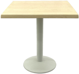 Masa restaurant terasa patrata 80x80xh74cm Raki Maple blat werzalit si baza metalica alba 