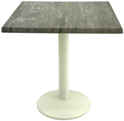 Masa restaurant terasa patrata 80x80xh74cm Raki Old Pine blat werzalit si baza metalica alba 