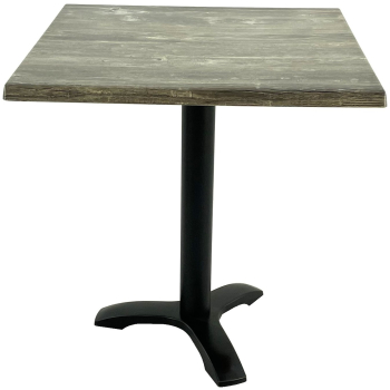 Masa restaurant terasa patrata 80x80xh74cm Raki Old Pine blat werzalit si picior metalic negru 