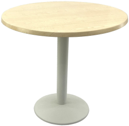Masa restaurant terasa rotunda D80xh74cm Raki Maple blat werzalit si baza metalica alba 