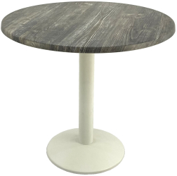 Masa restaurant terasa rotunda D80xh74cm Raki Old Pine blat werzalit si baza metalica alba 