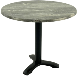 Masa restaurant terasa rotunda D80xh74cm Raki Old Pine blat werzalit si picior metalic negru 