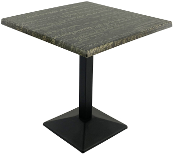 Masa restaurant/cafenea patrata 70x70xh74cm Raki Graphite Night blat werzalit si baza metalica neagra 