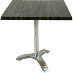 Masa restaurant/cafenea patrata 70x70xh74cm Raki Graphite Night blat werzalit si picior aluminiu 