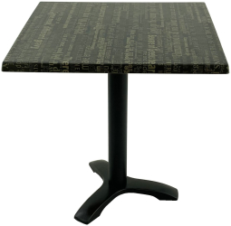 Masa restaurant/cafenea patrata 70x70xh74cm Raki Graphite Night blat werzalit si picior negru din metal 