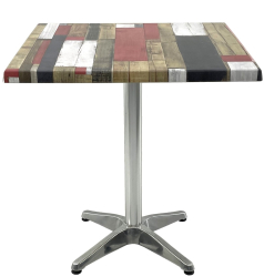 Masa restaurant/cafenea/bistro patrata 70x70xh74cm Raki Redden Wood blat werzalit si baza din aluminiu 
