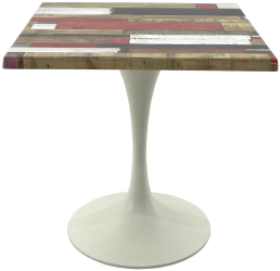 Masa restaurant/cafenea/bistro patrata 70x70xh74cm RAKI REDDEN WOOD blat werzalit si baza metalica alba 