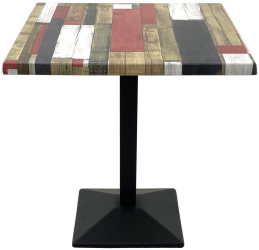 Masa restaurant/cafenea/bistro patrata 70x70xh74cm Raki Redden Wood blat werzalit si baza metalica neagra 