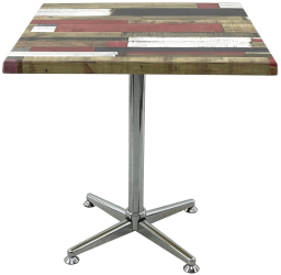 Masa restaurant/cafenea/bistro patrata 70x70xh74cm Raki Redden Wood blat werzalit si picior metalic cromat 
