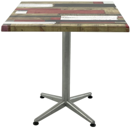 Masa restaurant/cafenea/bistro patrata 70x70xh74cm Raki Redden Wood blat werzalit si picior metalic gri 