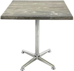 Masa restaurant/terasa patrata 70x70xh74cm Raki Old Pine blat werzalit si picior metalic cromat 
