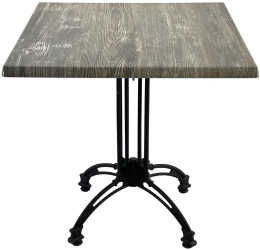 Masa restaurant/terasa patrata 80x80xh71cm Raki Old Pine blat werzalit si baza retro din aluminiu 