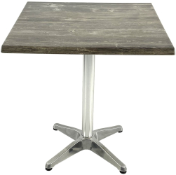 Masa restaurant/terasa patrata 80x80xh74cm Raki Old Pine blat werzalit si baza din aluminiu 
