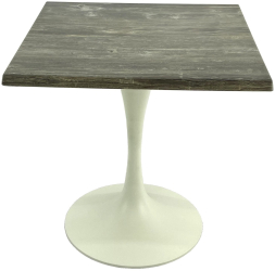 Masa restaurant/terasa patrata 80x80xh74cm Raki Old Pine blat werzalit si baza metalica alba 