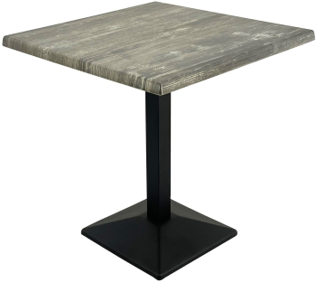 Masa restaurant/terasa patrata 80x80xh74cm Raki Old Pine blat werzalit si baza metalica neagra 