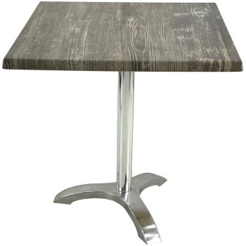 Masa restaurant/terasa patrata 80x80xh74cm Raki Old Pine blat werzalit si picior aluminiu 