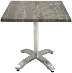 Masa restaurant/terasa patrata 80x80xh74cm Raki Old Pine blat werzalit si picior din aluminiu 