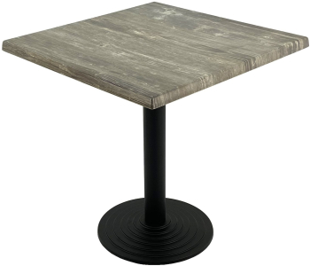 Masa restaurant/terasa patrata 80x80xh74cm Raki Old Pine blat werzalit si picior metalic negru 
