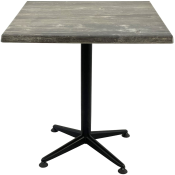 Masa restaurant/terasa patrata 80x80xh74cm Raki Old Pine blat werzalit si picior negru din metal 