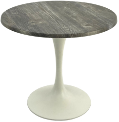 Masa restaurant/terasa rotunda D80xh74cm Raki Old Pine blat werzalit si baza metalica alba 