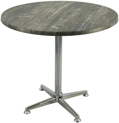 Masa restaurant/terasa rotunda D80xh74cm Raki Old Pine blat werzalit si picior metalic cromat 