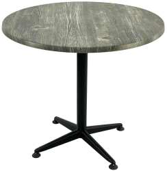 Masa restaurant/terasa rotunda D80xh74cm Raki Old Pine blat werzalit si picior negru din metal 