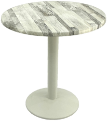 Masa rotunda bistro D70xh74cm Raki White Block blat werzalit si baza din metal alba 