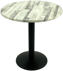 Masa rotunda bistro D70xh74cm Raki White Block blat werzalit si baza din metal neagra 