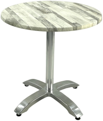 Masa rotunda bistro D70xh74cm Raki White Block blat werzalit si picior din aluminiu 