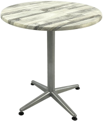 Masa rotunda bistro D70xh74cm Raki White Block blat werzalit si picior metalic gri 