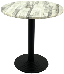 Masa rotunda bistro D70xh74cm Raki White Block blat werzalit si picior metalic negru 