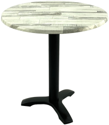 Masa rotunda bistro D70xh74cm Raki White Block blat werzalit si picior negru din metal 