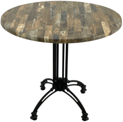 Masa rotunda cafenea D80xh71cm Raki Maracaibo blat werzalit si baza retro din aluminiu 