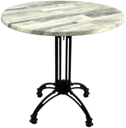Masa rotunda cafenea D80xh71cm Raki White Block blat werzalit si baza retro din aluminiu 