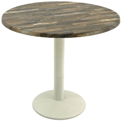 Masa rotunda cafenea D80xh74cm Raki Maracaibo blat werzalit si baza din metal alba 