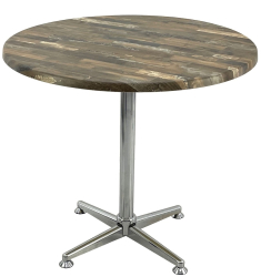 Masa rotunda cafenea D80xh74cm Raki Maracaibo blat werzalit si picior metalic cromat 