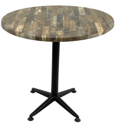Masa rotunda cafenea D80xh74cm Raki Maracaibo blat werzalit si picior negru metalic 