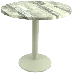 Masa rotunda cafenea D80xh74cm Raki White Block blat werzalit si baza din metal alba 