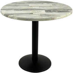 Masa rotunda cafenea D80xh74cm Raki White Block blat werzalit si baza din metal neagra 