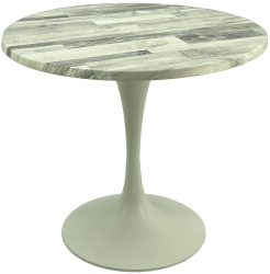 Masa rotunda cafenea D80xh74cm Raki White Block blat werzalit si baza metalica alba 