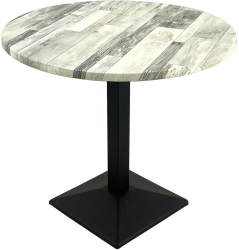 Masa rotunda cafenea D80xh74cm Raki White Block blat werzalit si baza metalica neagra 