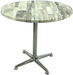 Masa rotunda cafenea D80xh74cm Raki White Block blat werzalit si picior metalic cromat 